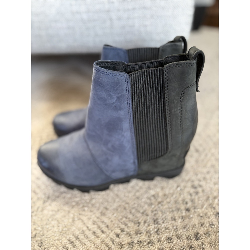 Sorel Joan Of Arctic II Wedge Chelsea Ankle Boot In Collegiate Navy & Black 7
